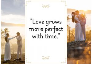 Love grows more perfect with time" highlights the evolving and deepening nature of love. It suggests that as time passes, love matures, becoming stronger and more refined through shared experiences, understanding, and growth together.