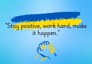 Stay positive, work hard, make it happen" encourages a proactive mindset where optimism fuels effort. It emphasizes that maintaining a positive attitude, combined with dedication and perseverance, is key to turning dreams and goals into reality.