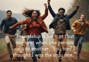 This quote captures the magic of connection in friendship. It highlights how friendships often begin when two people realize they share similar thoughts, feelings, or experiences, creating a sense of understanding and belonging. It’s in these moments of shared recognition that a deep bond forms, turning strangers into friends.