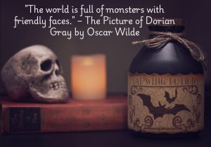 "The world is full of monsters with friendly faces" from The Picture of Dorian Gray by Oscar Wilde highlights the theme of hidden evil behind outward appearances. It reflects the idea that beneath charming or pleasant exteriors, there can lurk corruption, deceit, or malevolence. In the novel, Dorian Gray himself embodies this concept, as his outward beauty conceals his inner moral decay. The quote serves as a warning that people are not always what they seem, emphasizing the duality of human nature.