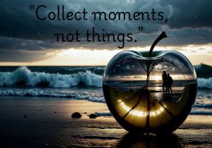 "Collect moments, not things" reminds us to value experiences over possessions. Memories created through meaningful moments bring lasting happiness and enrich our lives in ways material items cannot. By focusing on connections, adventures, and small joys, we build a life full of treasured experiences. In the end, it's these memories that truly make life fulfilling.